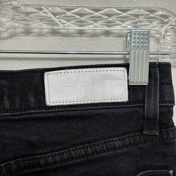 Re/Done Originals High Rise Ankle Crop Jeans in Faded Black - Size 26 - Picture 6 of 7